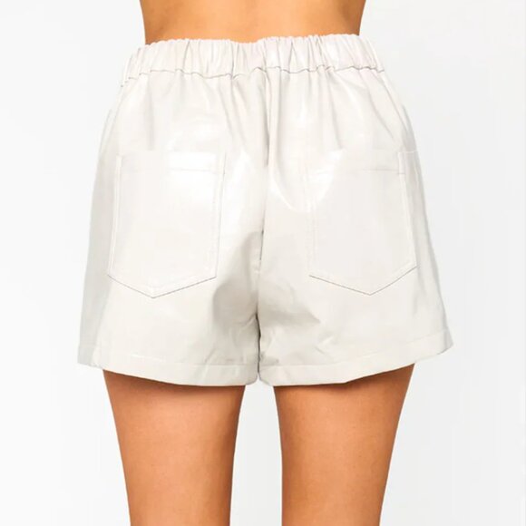 Vince Vegan Leather Shorts, Bone - Picture 3 of 4